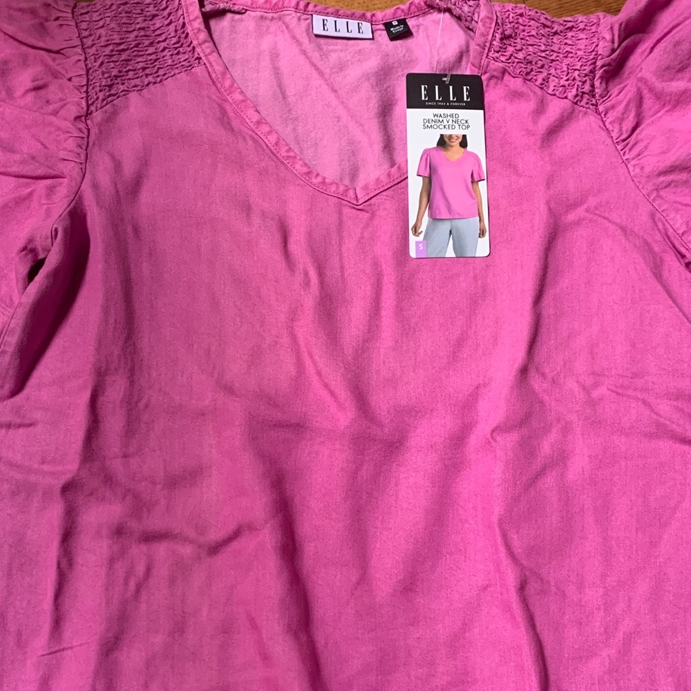 Elle Fuchsia Ruched Sleeve Blouse